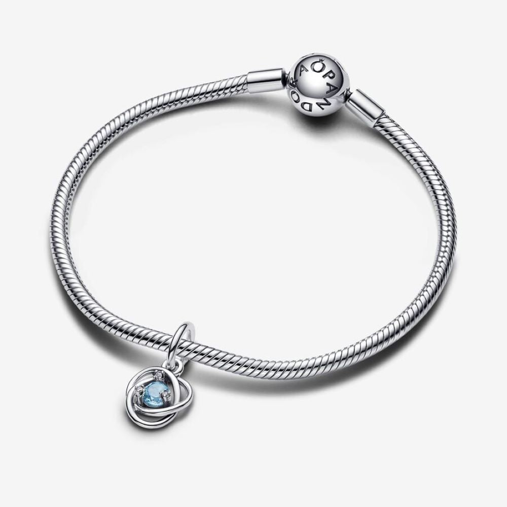 PANDORA March Birthstone Eternity Circle Dangle Charm 793125C03