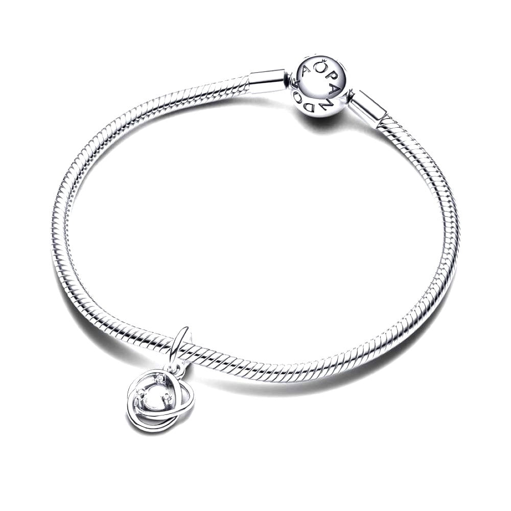 PANDORA April Birthstone Eternity Circle Dangle Charm 793125C04