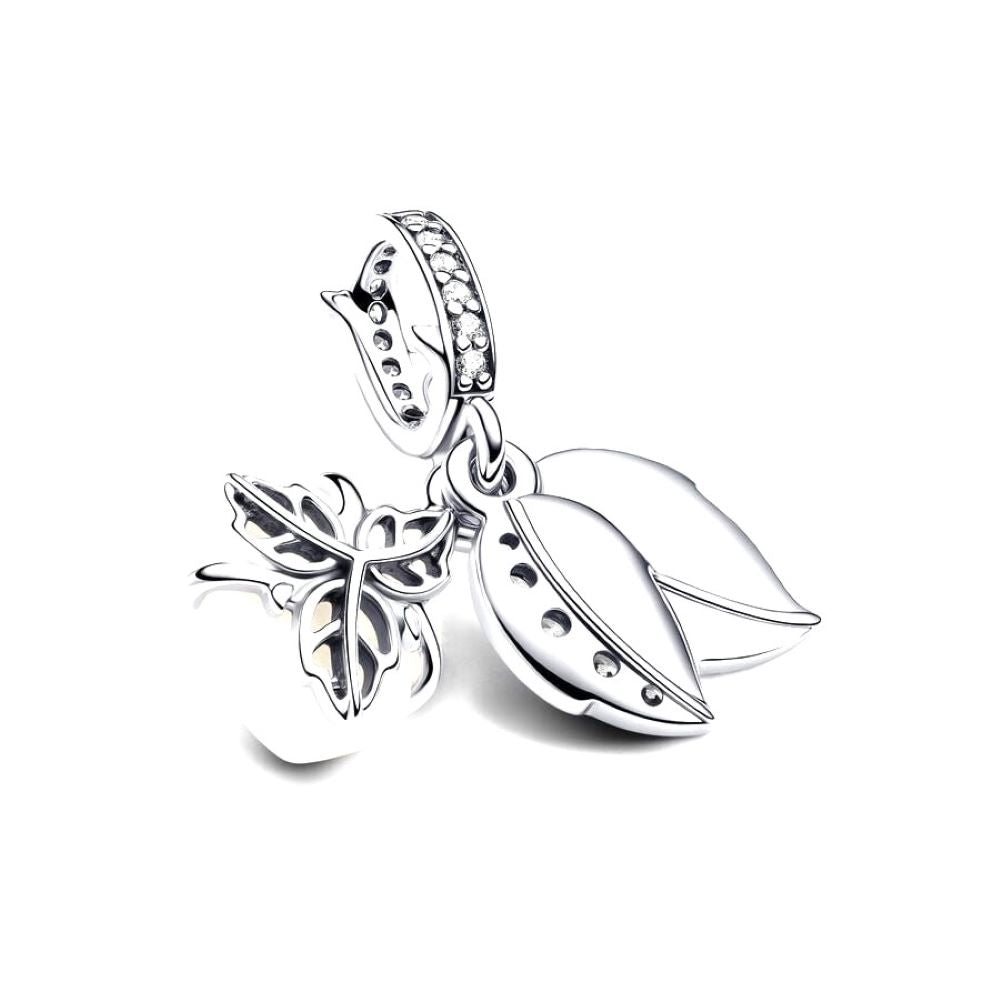 PANDORA White Rose in Bloom Double Dangle Charm 793200C01