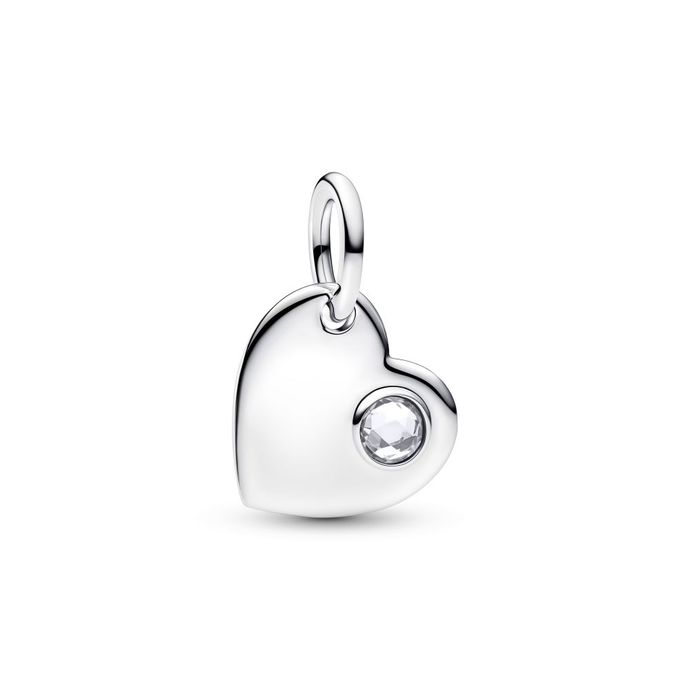 PANDORA April Birthstone Engravable Heart Dangle Charm 794295C04