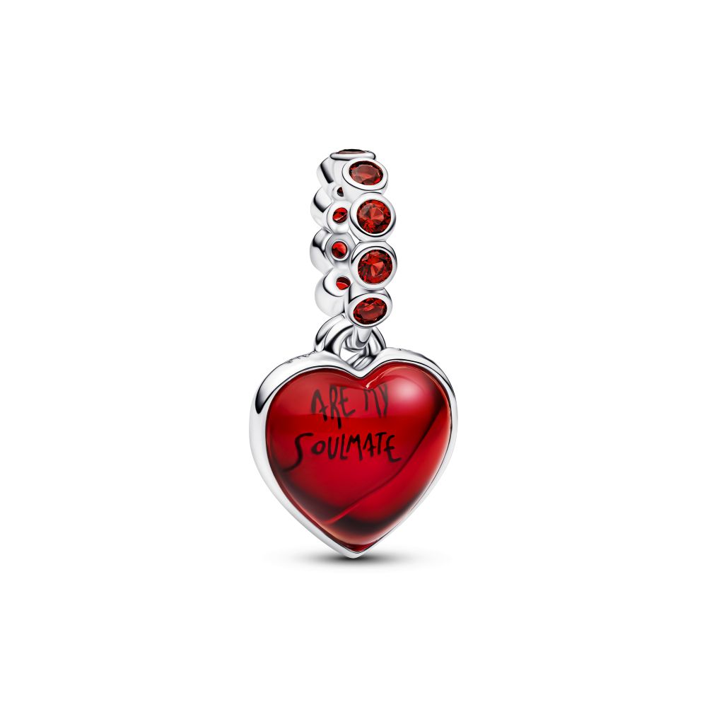 PANDORA Red Murano Glass Heart Double Dangle Charm 794429C01
