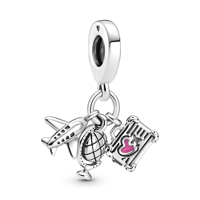 PANDORA Airplane, Globe & Suitcase Dangle Charm 799435C01
