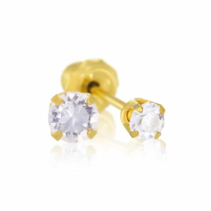 24ct Yellow Gold Plated 3mm CZ Stud Earrings image 0