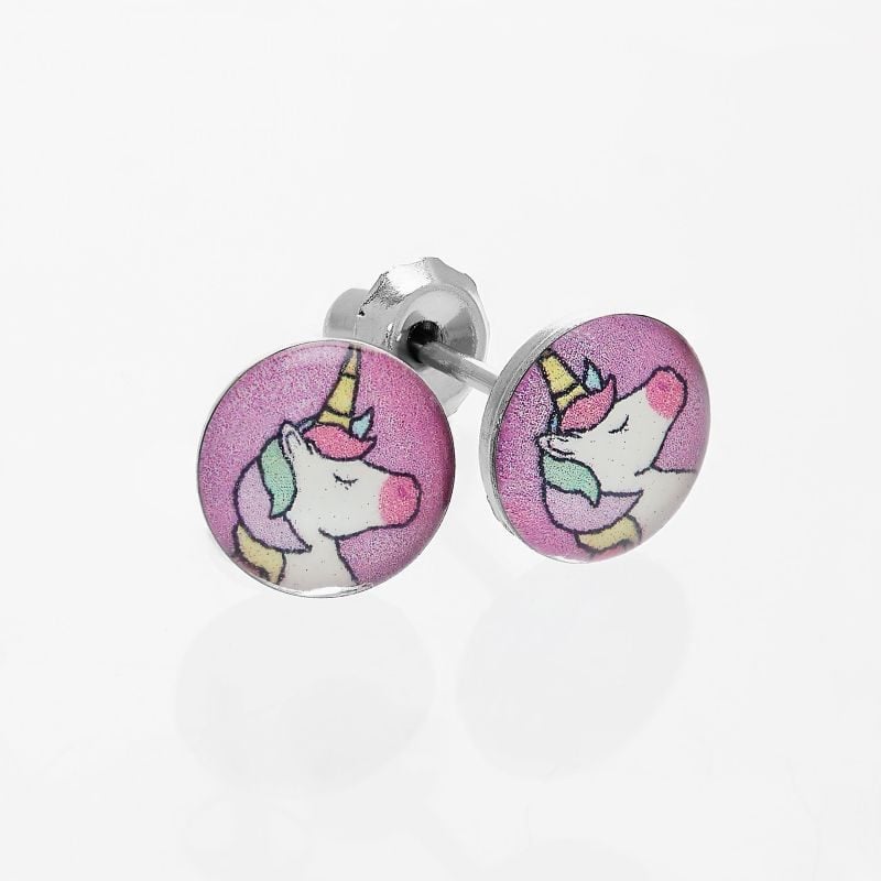 Stainless Steel Unicorn Stud Earrings image 0