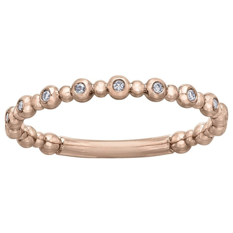 9ct Rose Gold Bubble Bezel Set Diamond Band Ring 0.09ct69807-CH627RG/09-10