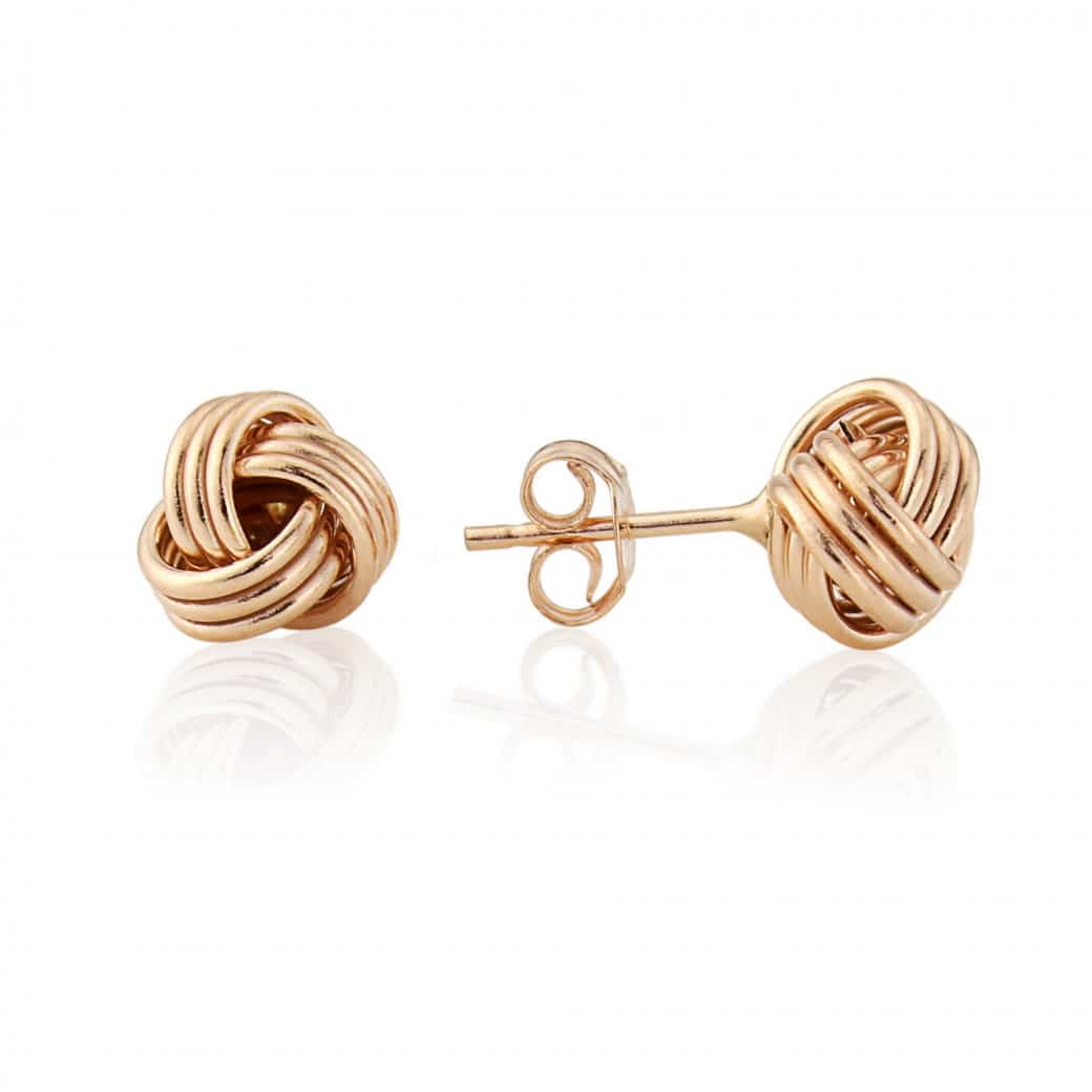 9ct Rose Gold Wool Mark Knot Earrings