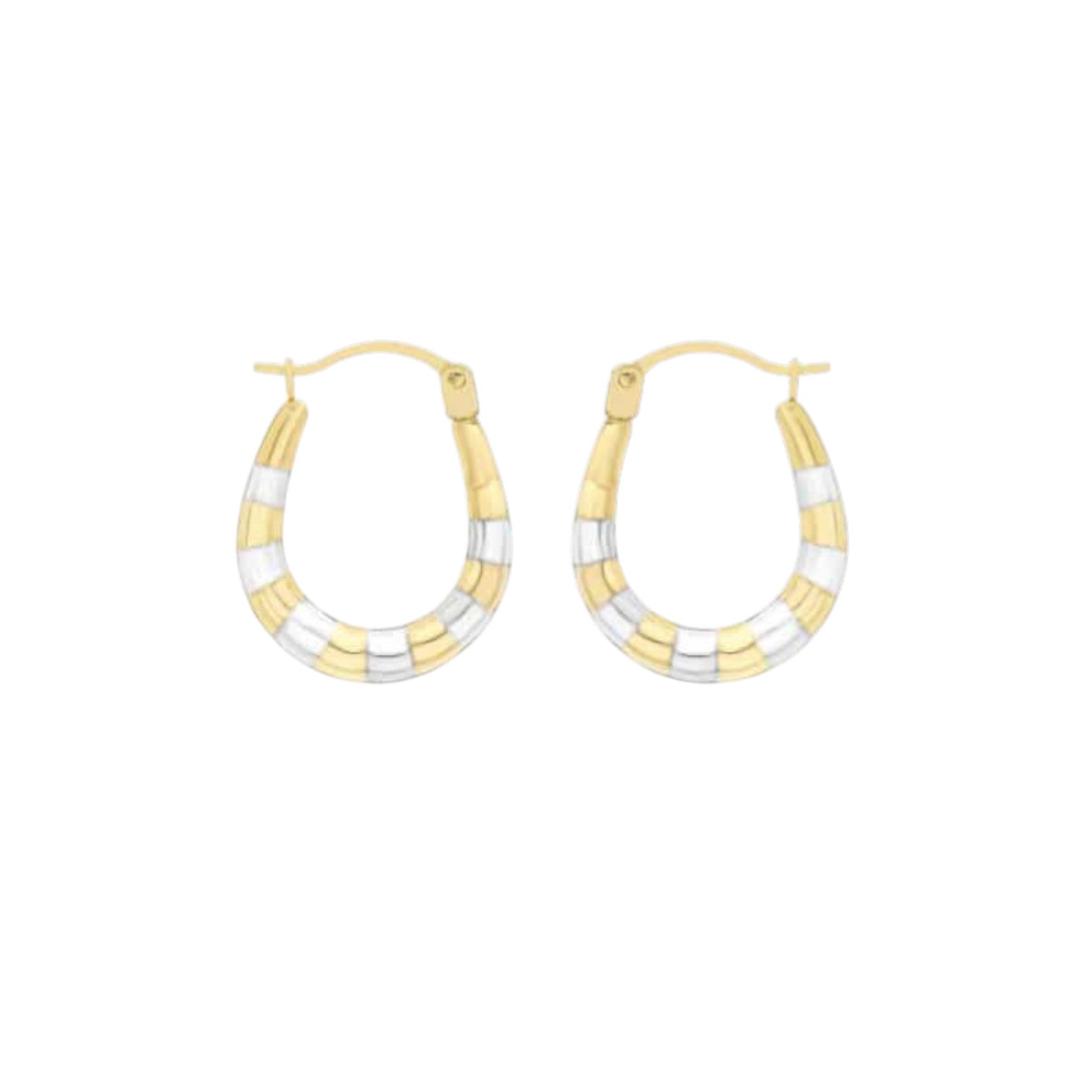 9ct Two Colour Creole Earrings