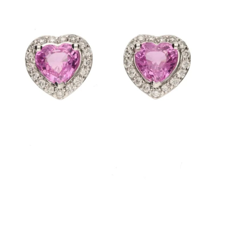 9ct White Gold 0.17ct Diamond & Pink Sapphire Earrings250746