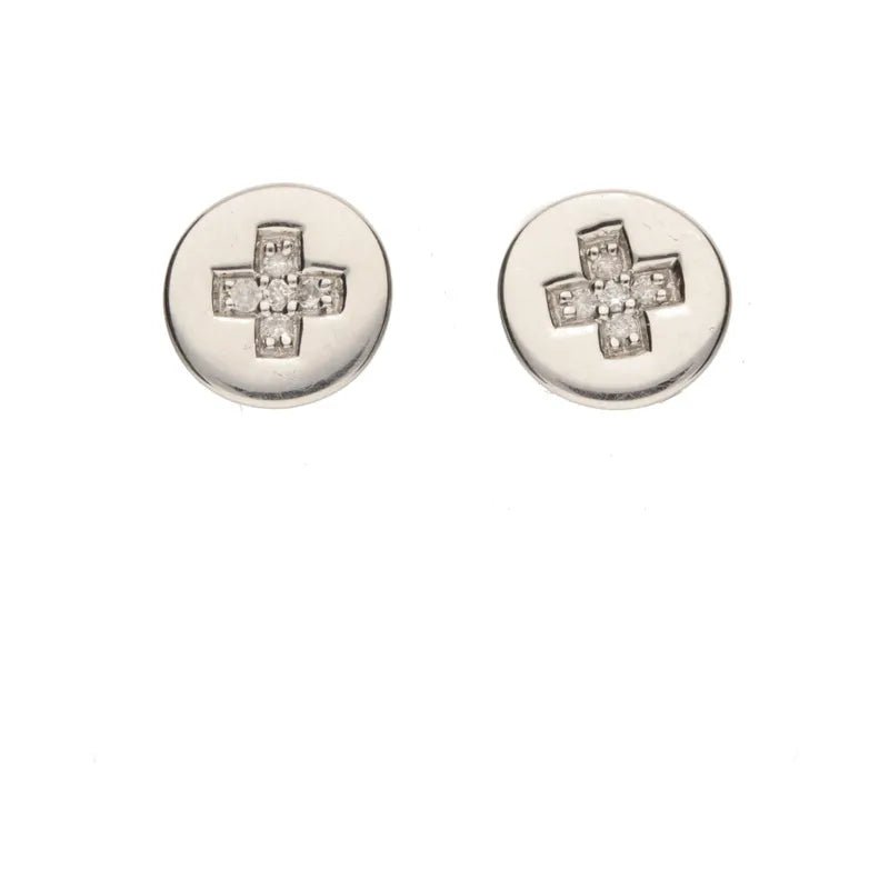 9ct White Gold 10 Stone Diamond Cross Stud Earrings 0.05ct254212