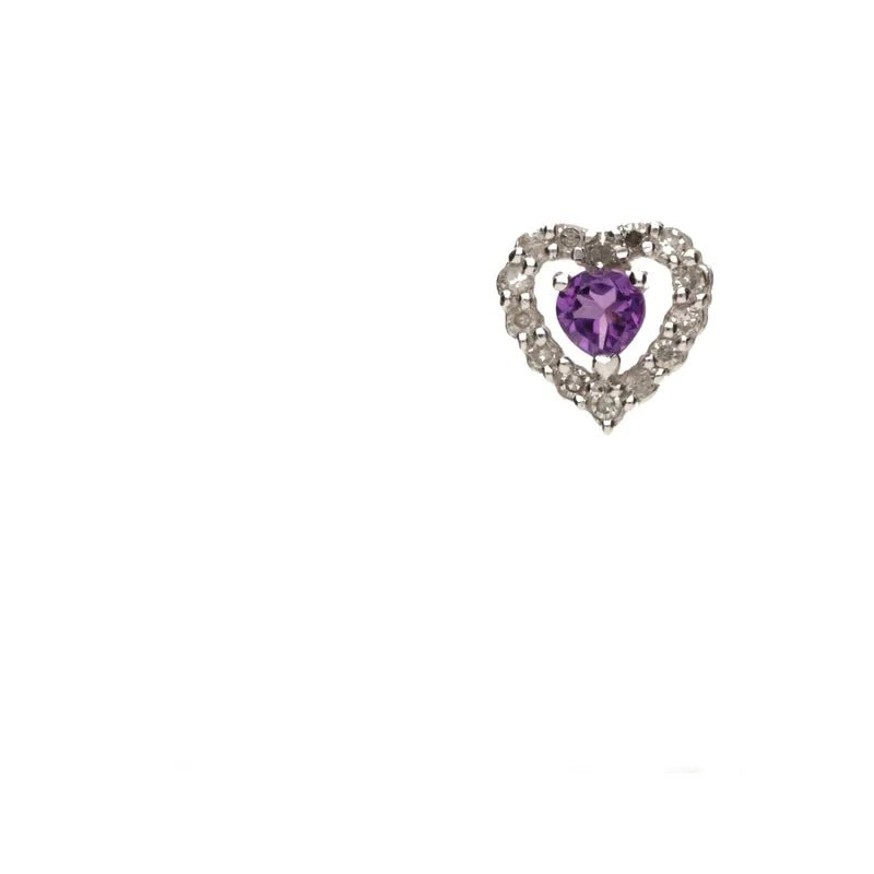 9ct White Gold Amethyst & Diamond Heart Stud Earrings268787