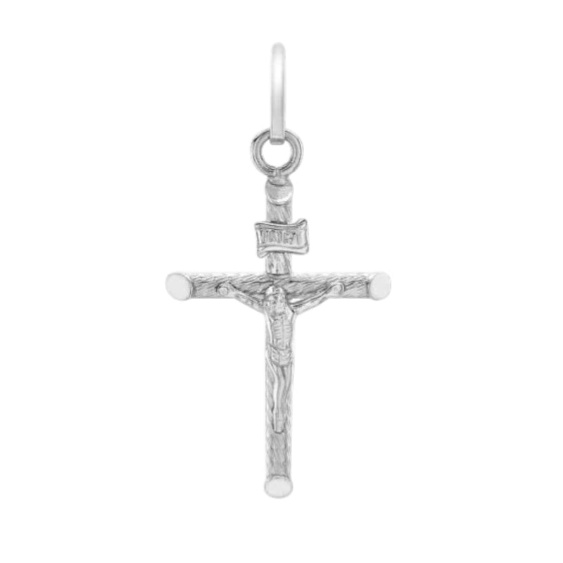 9ct White Gold Crucifix With Chain