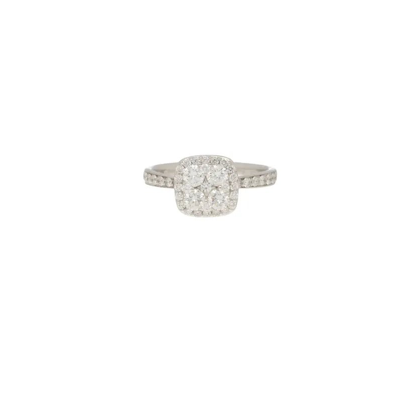 9ct White Gold Cushion Shaped Cluster 1ct Diamond Ring275327