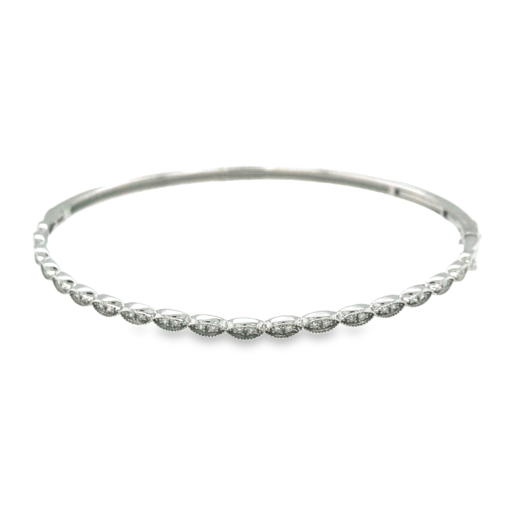 9ct White Gold Diamond Bangle