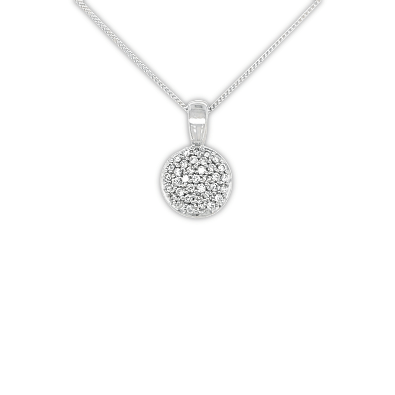 9ct White Gold Diamond Round Cluster Pendant