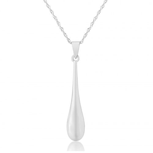 9ct White Gold Drop Pendant Necklace
