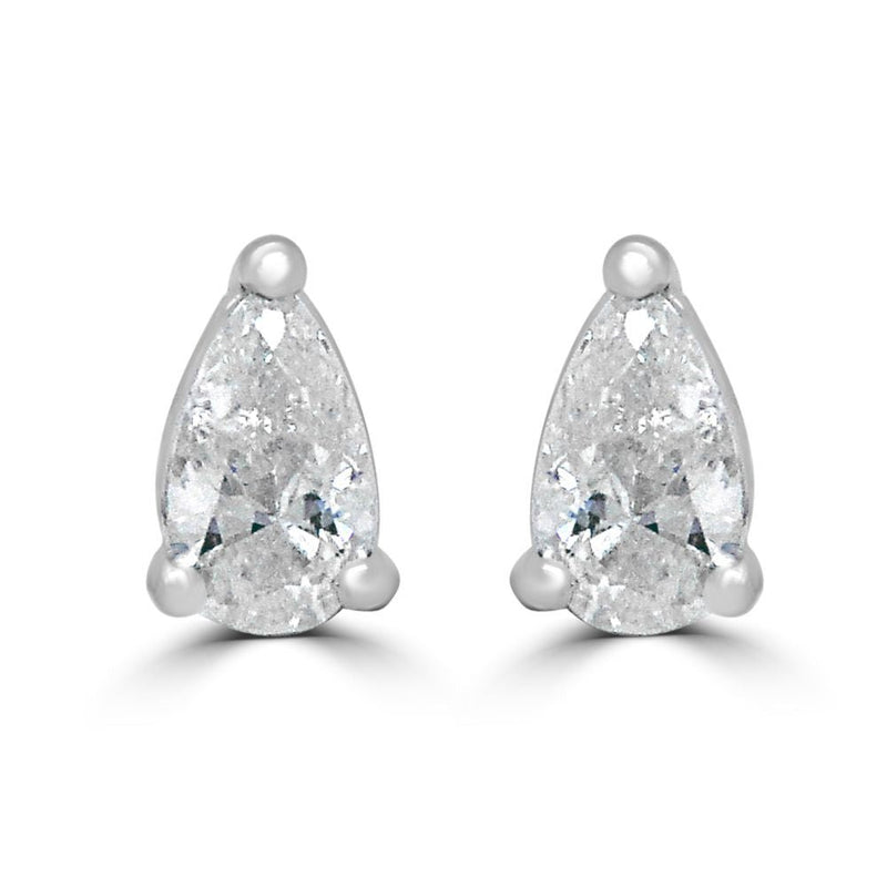 9ct White Gold Pear Cut Diamond 0.37ct Gallery Stud EarringsWWW1319