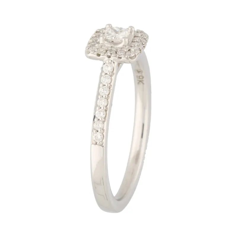 9ct White Gold Princess Cut 0.30ct Diamond Halo Square Ring272153