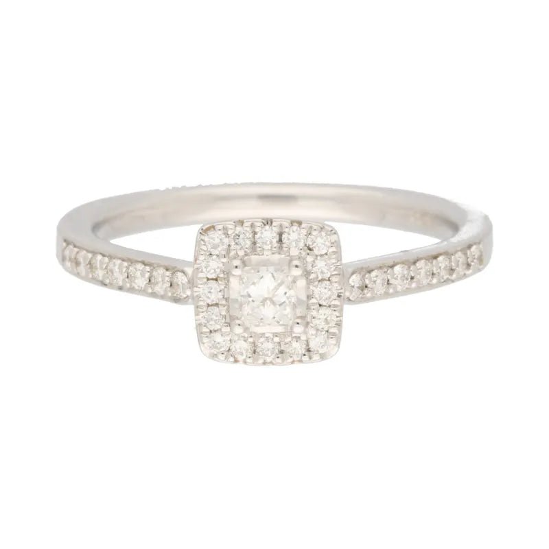9ct White Gold Princess Cut 0.30ct Diamond Halo Square Ring272153