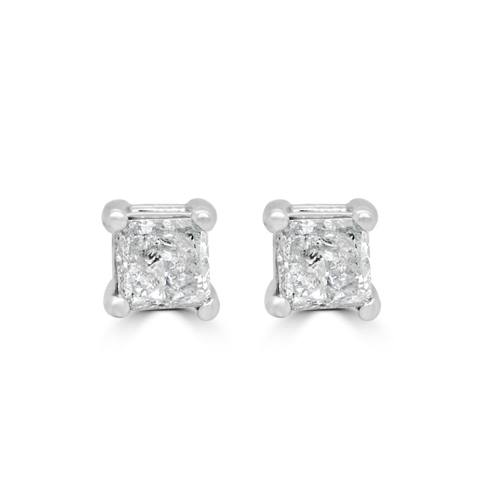 9ct White Gold Round Brilliant Cut Diamond 0.34ct Gallery Stud EarringsWWW1527