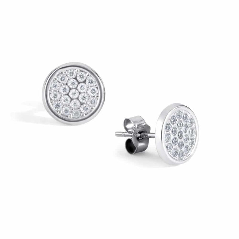 9ct White Gold Round CZ Stud Earrings