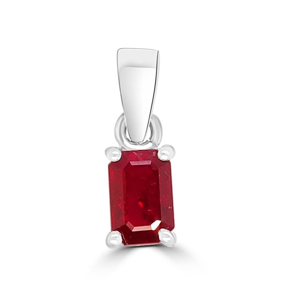 9ct White Gold Ruby Octagonal Cutagonal Cut 0.61ct PendantBWZ21