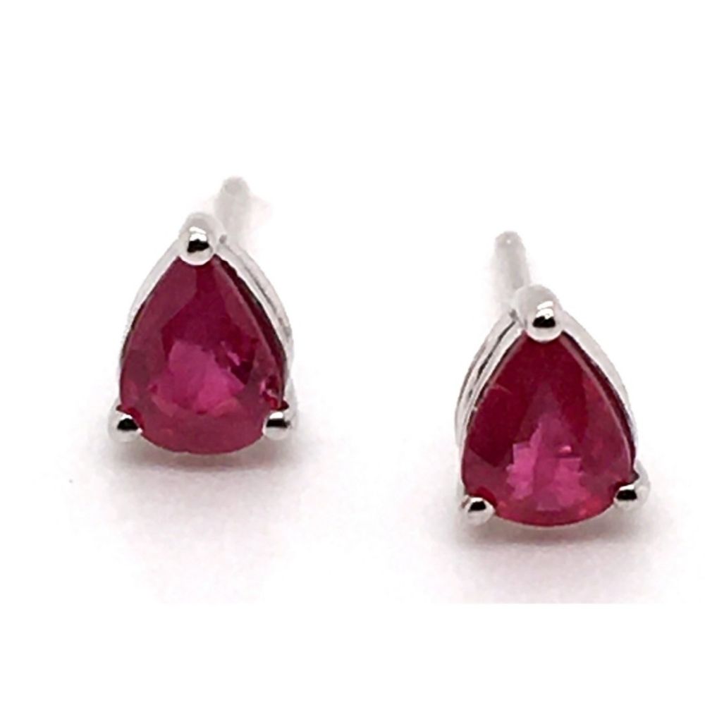 9ct White Gold Ruby Pear Cut Cut 0.85ct Stud EarringsWWW443