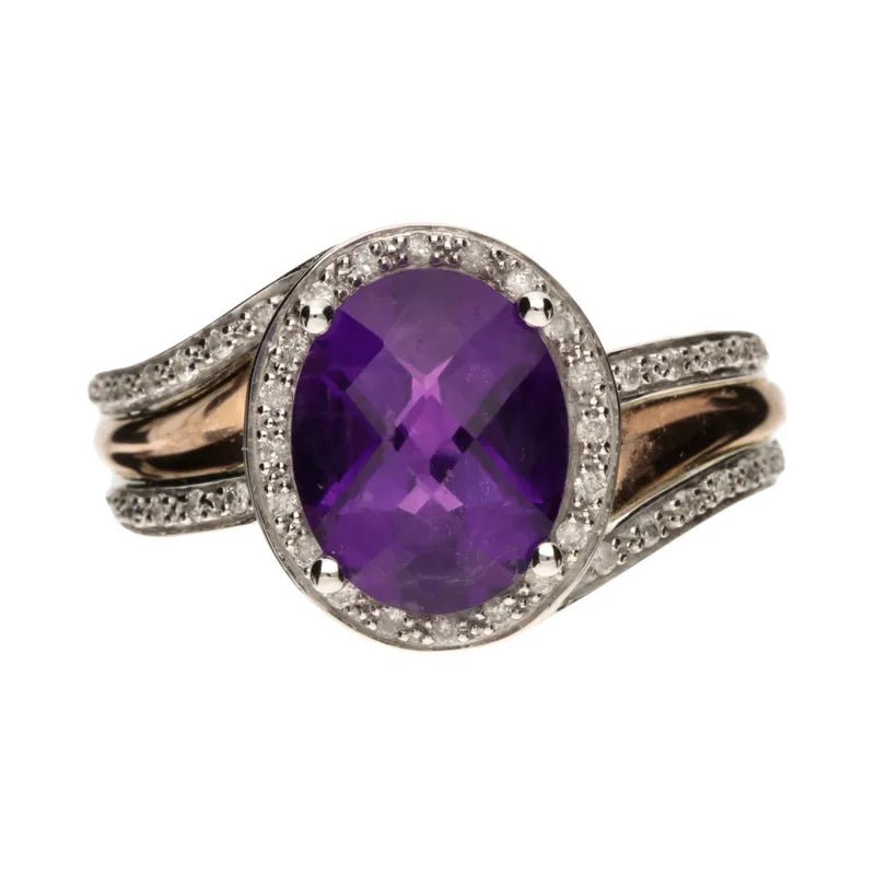 9ct White & Rose Gold Amethyst & 0.18ct Diamond Ring259392