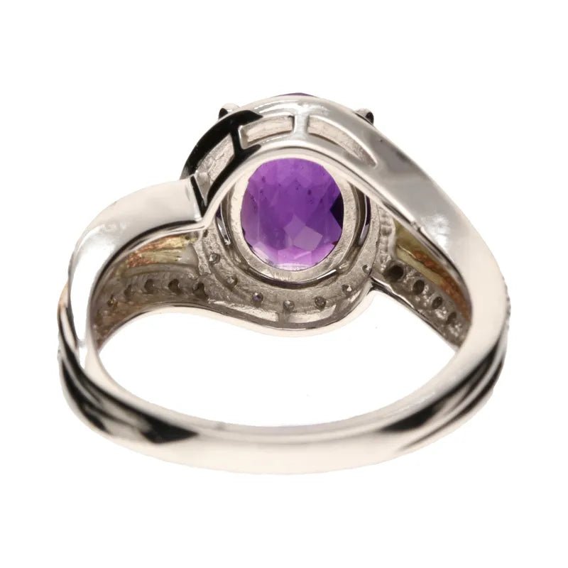 9ct White & Rose Gold Amethyst & 0.18ct Diamond Ring259392