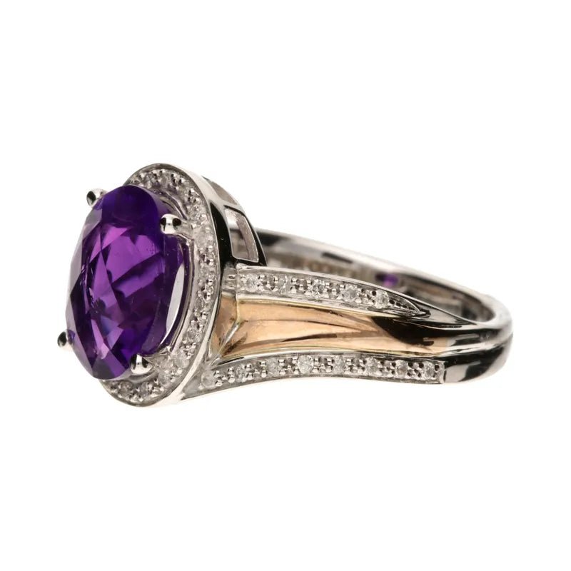 9ct White & Rose Gold Amethyst & 0.18ct Diamond Ring259392
