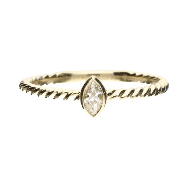 9ct Yellow Gold 0.12ct Marquise Shaped Diamond Rope Ring274802