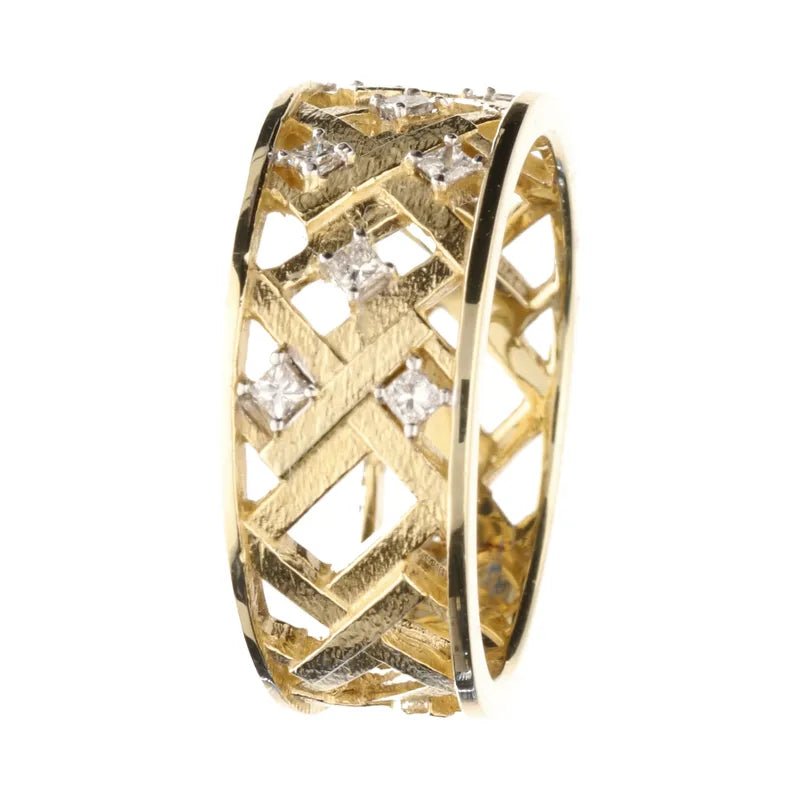 9ct Yellow Gold 0.16ct Princess Cut Diamond Lattice Ring274807