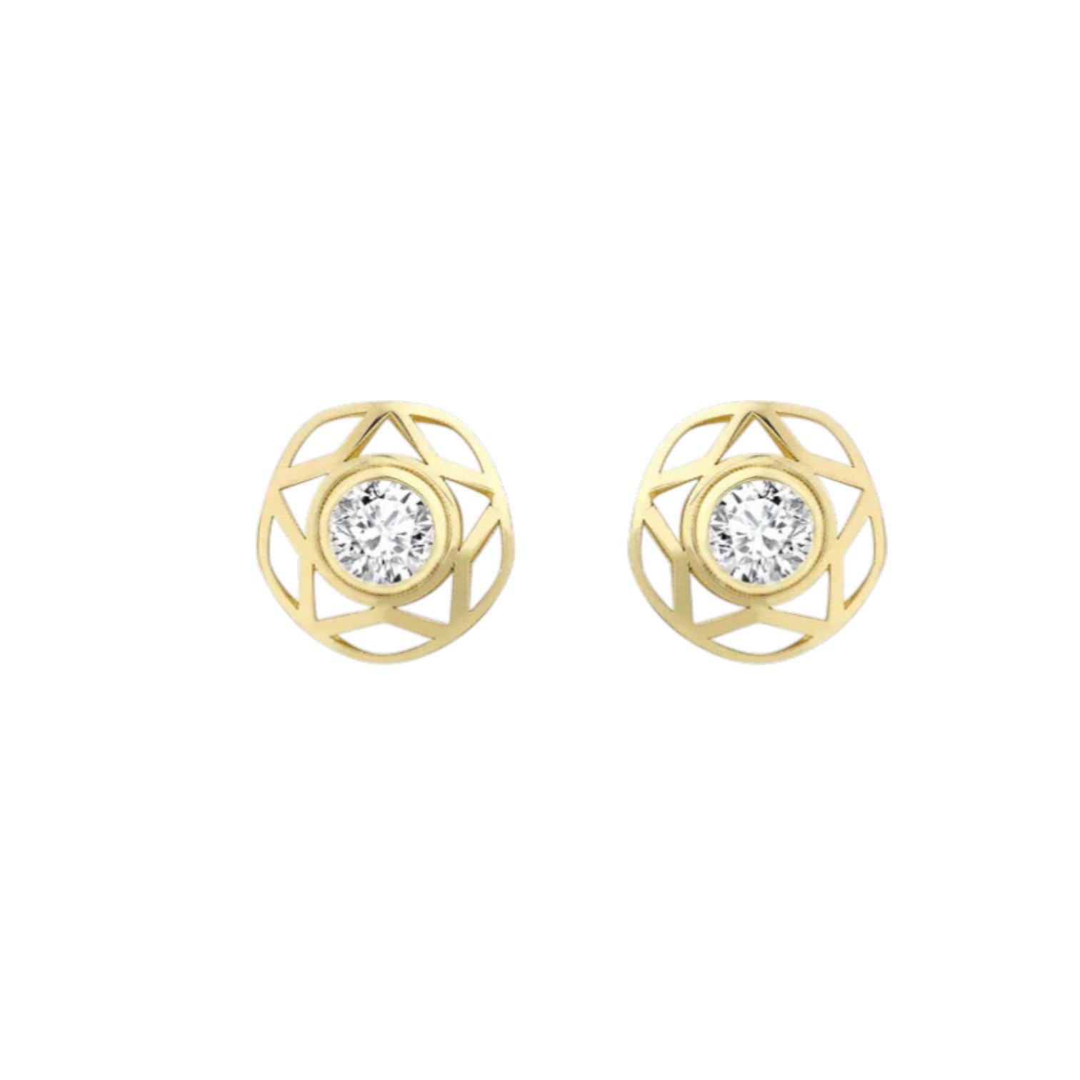 9ct Yellow Gold 10mm CZ and Star Stud Earrings