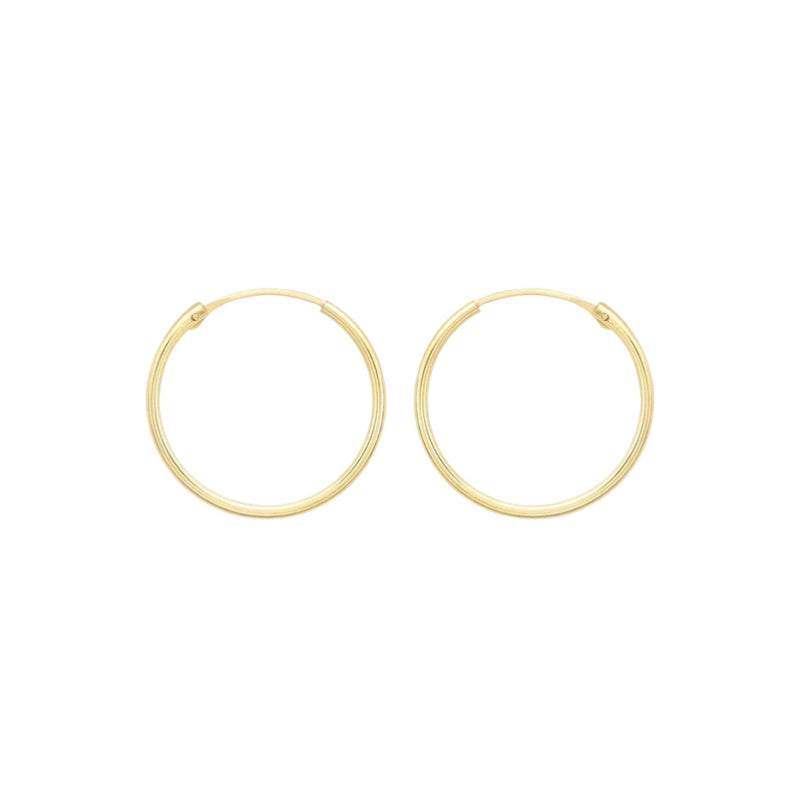 9ct Yellow Gold 18mm Sleeper Hoop Earrings
