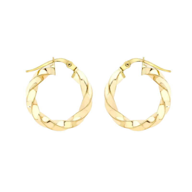 9ct Yellow Gold 19mm Twist Creole Earrings
