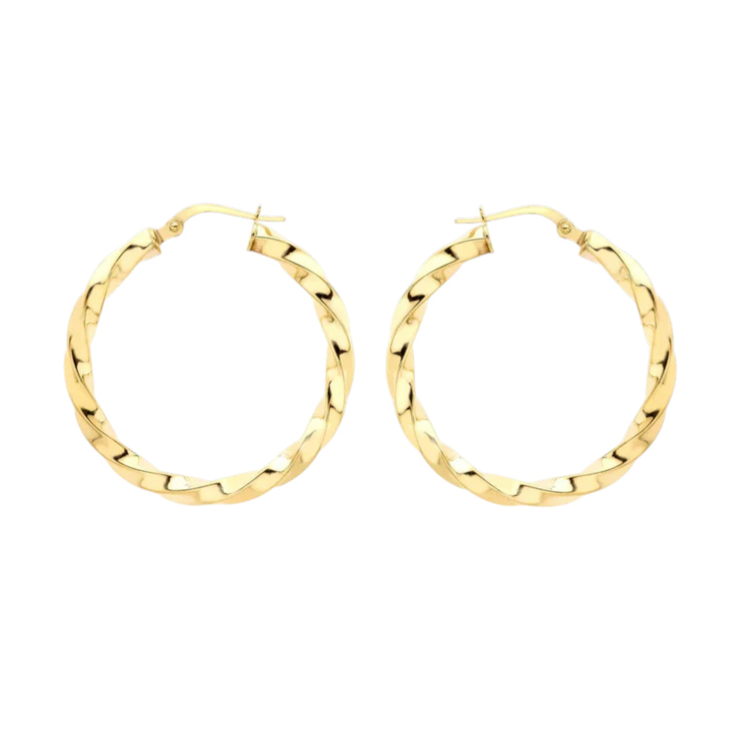 9ct Yellow Gold 31mm Twist Creole Earrings