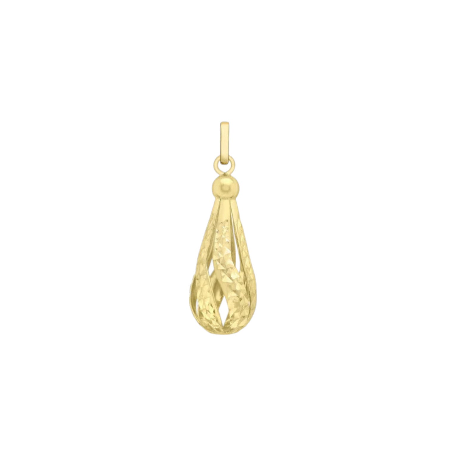 9ct Yellow Gold 9mm x 25mm Diamond Cut Teardrop Pendant