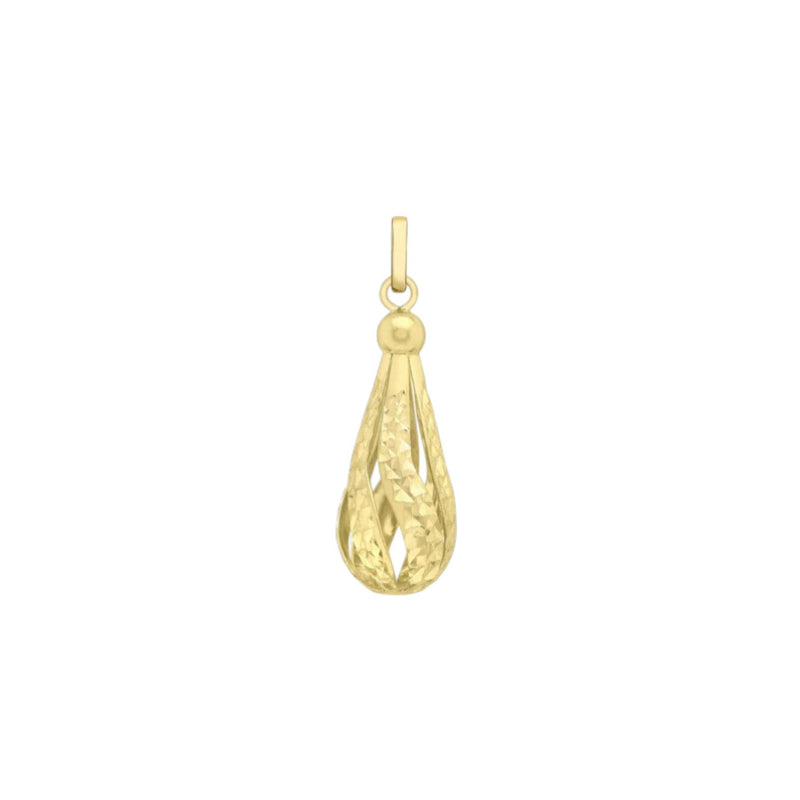 9ct Yellow Gold 9mm x 25mm Diamond Cut Teardrop Pendant
