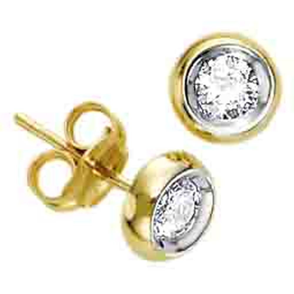 9ct Yellow Gold Bezel Solitare Diamond Stud Earrings .06ct69807-E913/5-10