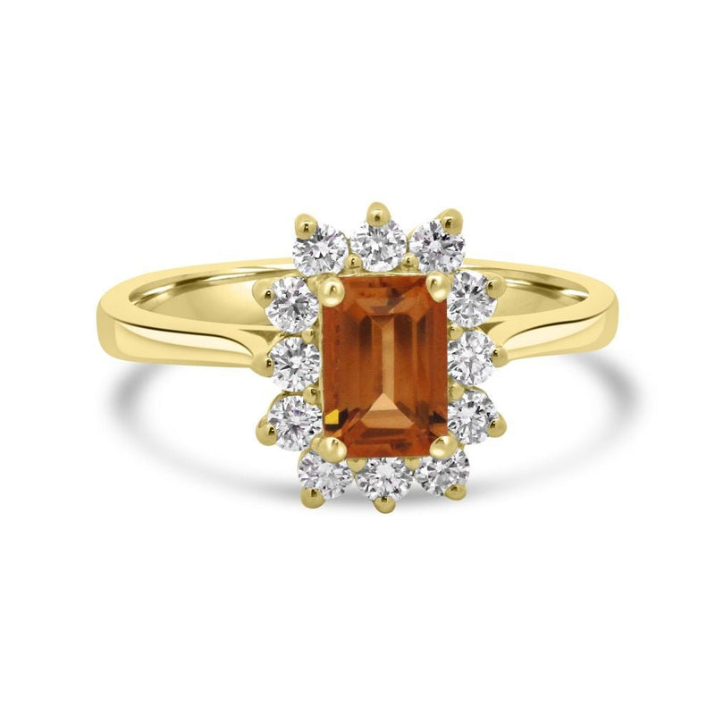 9ct Yellow Gold Citrine Octagonal Cut0.51ct Lab Diamond 0.30ct Cluster RingWLGD1482R