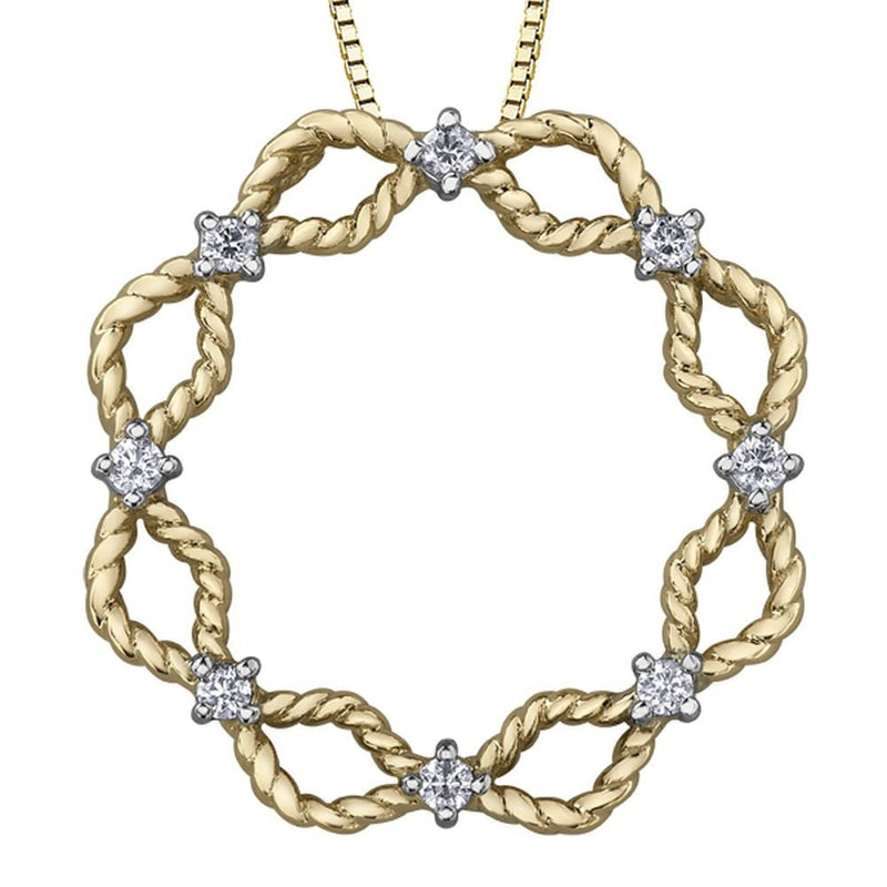 9ct Yellow Gold & Diamond Beaded Circular Pendant 0.16ct69807-P3968/16C-10
