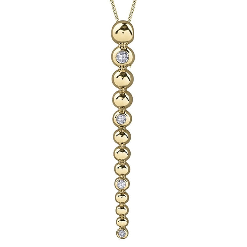 9ct Yellow Gold & Diamond Beaded Needle Pendant 0.10ct69807-P3917/10C-10