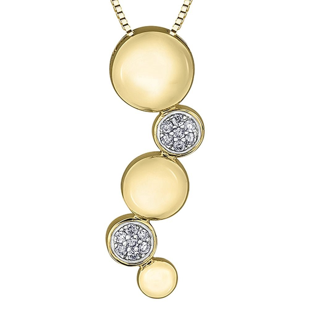 9ct Yellow Gold & Diamond Bubble Pendant 0.098ct69807-P3622/10C-10