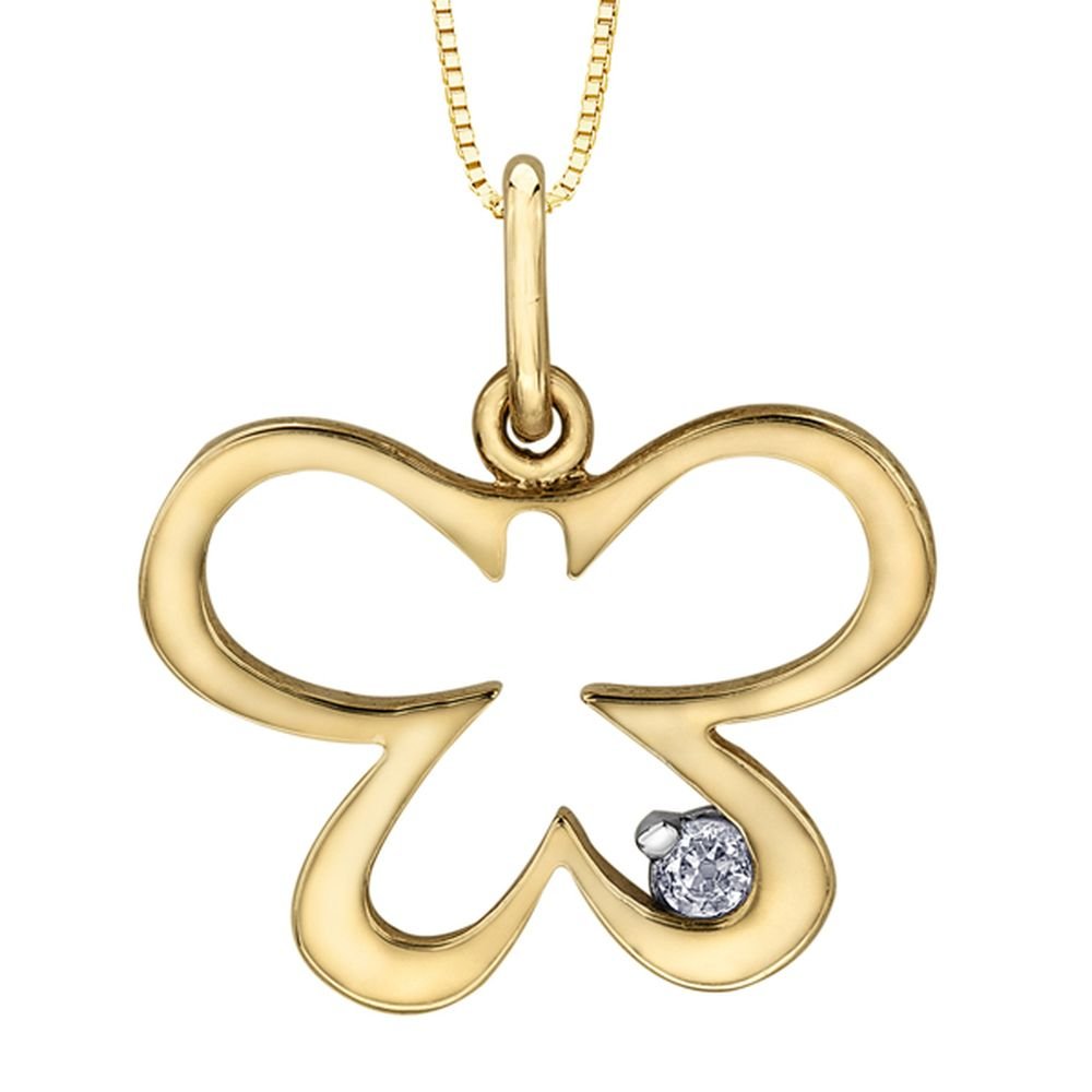 9ct Yellow Gold & Diamond Butterfly Pendant69807-LT27190C-10