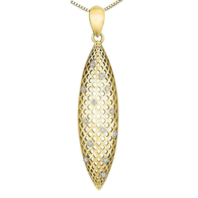 9ct Yellow Gold & Diamond Oval Leaf Pendant 0.10ct69807-P3660/10C-10