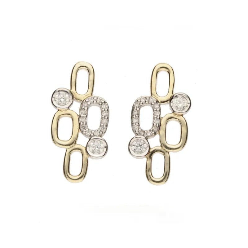 9ct Yellow Gold Diamond Set Oval Shapes Earrings 0.21ct254231