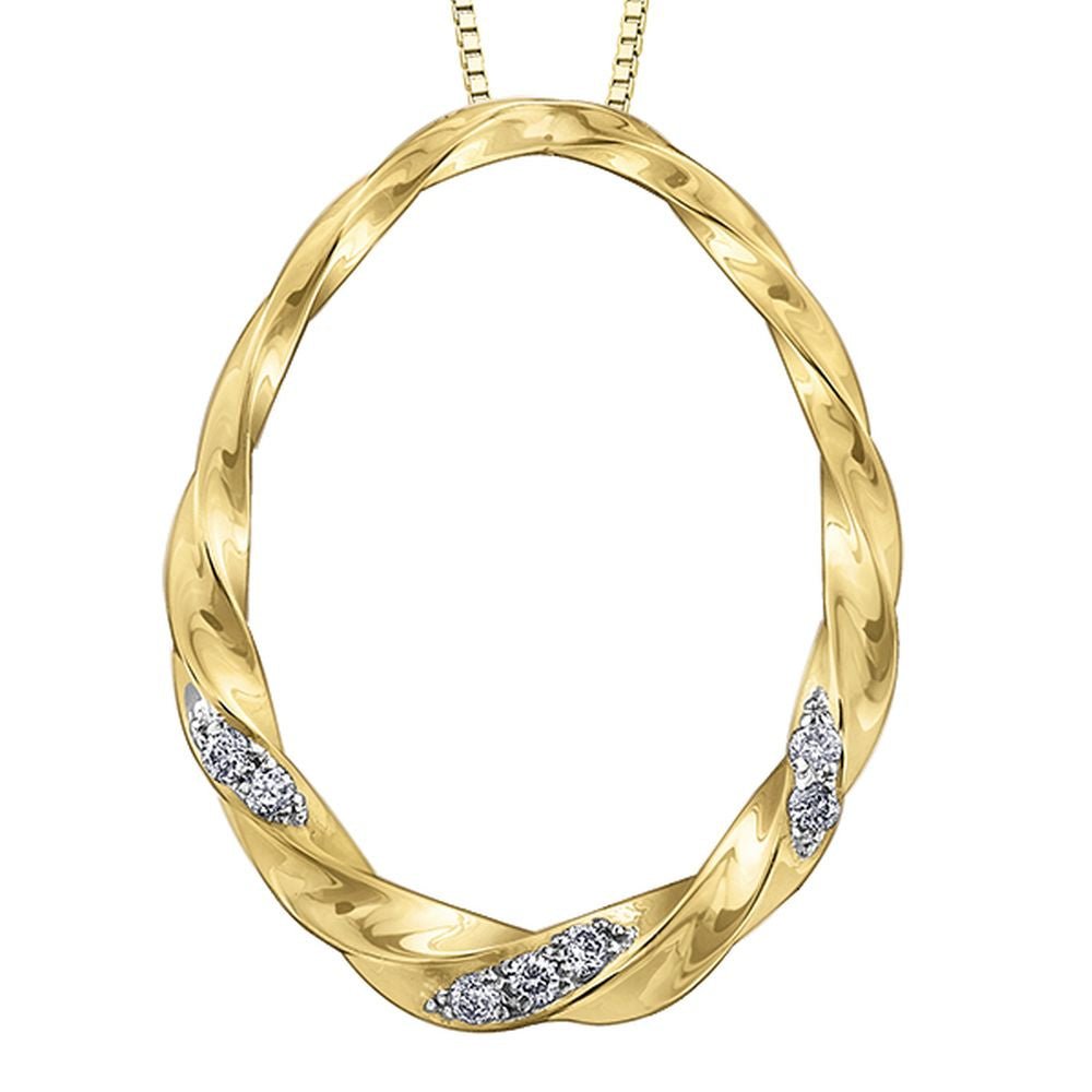 9ct Yellow Gold & Diamond Twisted Oval Pendant 0.04ct69807-P3651/04C-10