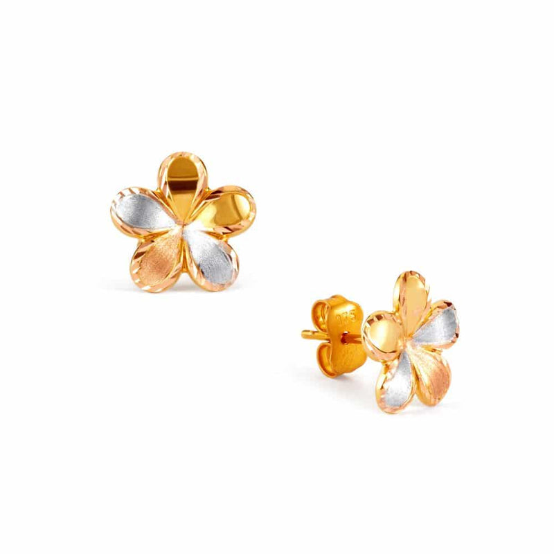 9ct Yellow Gold Flower Stud Earrings