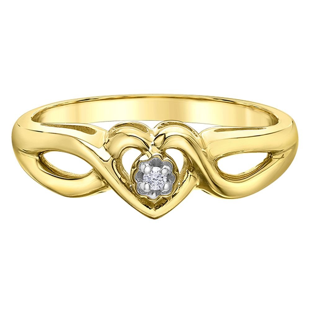 9ct Yellow Gold Infinity Heart Diamond Ring .015ct69807-CH230