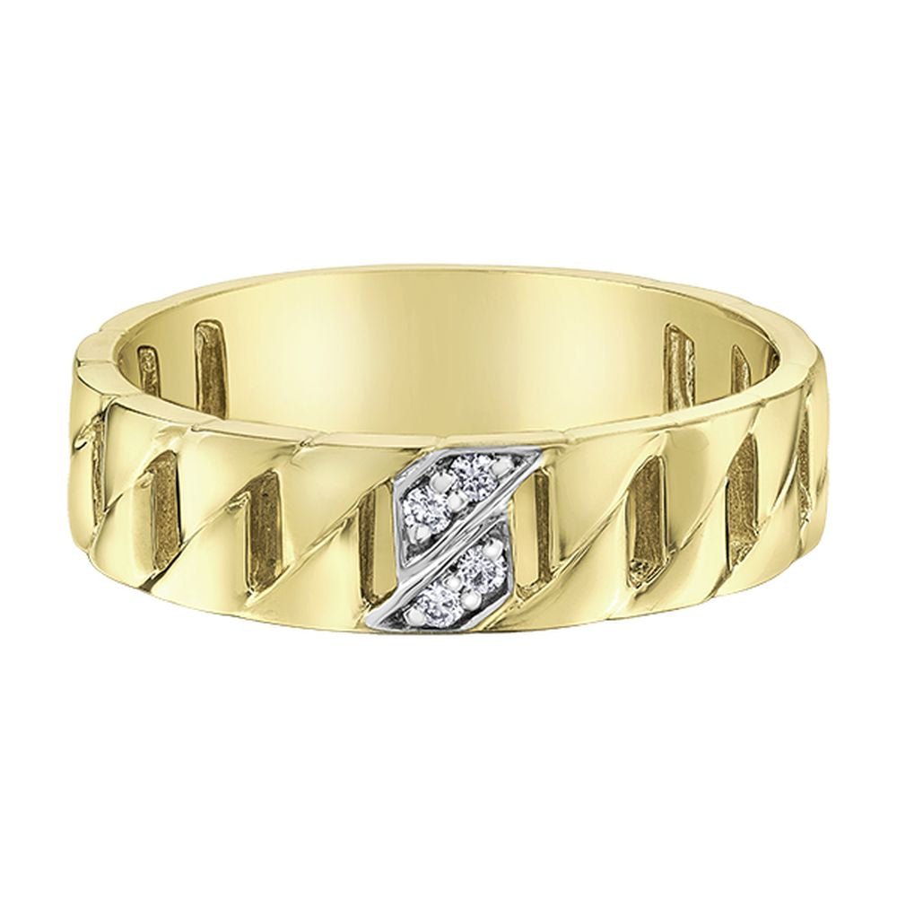 9ct Yellow Gold Interwoven Pave Diamond Band Ring .06ct69807-L4935G