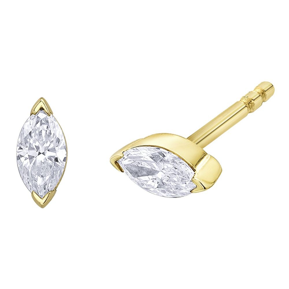 9ct Yellow Gold Marquise Cut Diamond Stud Earrings 0.20ct EJ4152 /8769150-E4606/20-10
